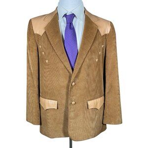VTG Pioneer Wear Corduroy Leather Sport Coat 44R Yellowstone Rockabilly Western